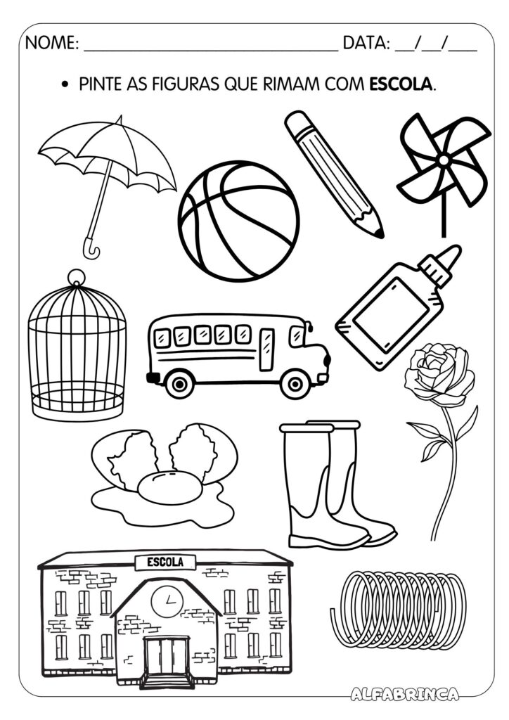 Rimas - Conjunto de atividades para imprimir