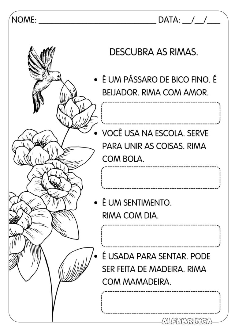 Rima Rasel Rimas - Conjunto de atividades para imprimir - Alfabrinca