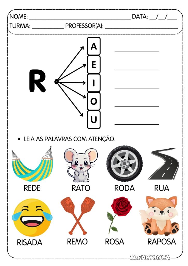 Atividades Ra Re Ri Ro Ru - Atividades prontas para imprimir - Família silábica R