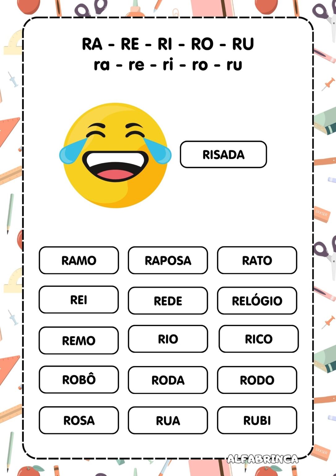 Atividades Ra Re Ri Ro Ru - Atividades prontas para imprimir - Família ...