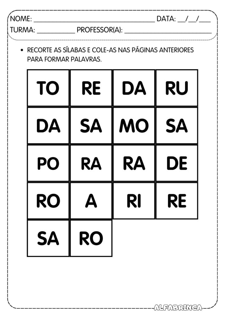 Atividades Ra Re Ri Ro Ru - Atividades prontas para imprimir - Família silábica R