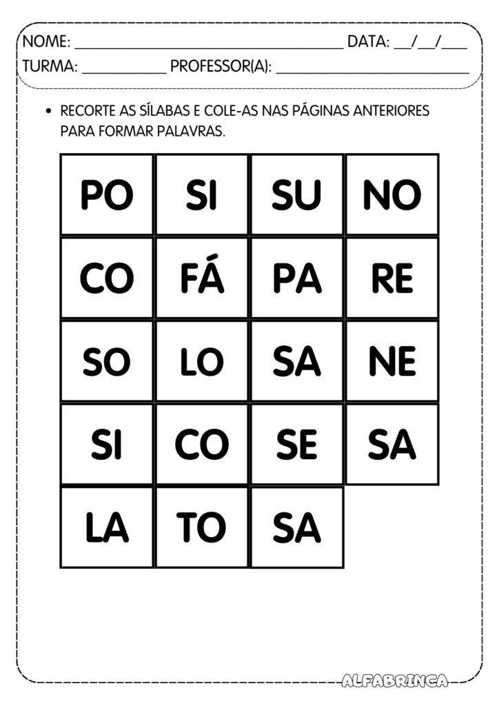 Atividades Sa Se Si So Su - Atividades prontas para imprimir - Família silábica simples - Letra S
