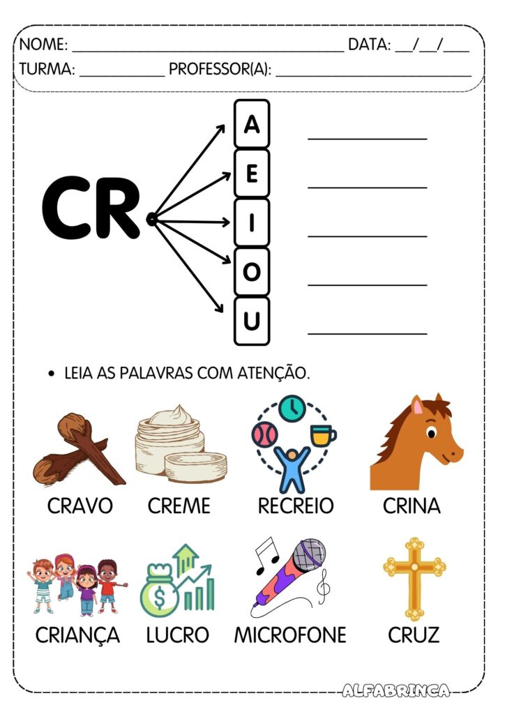 Atividades para trabalhar sílabas complexas CR - Prontas para imprimir - Download gratuito