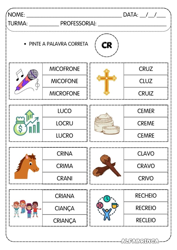 Atividades para trabalhar sílabas complexas CR - Prontas para imprimir - Download gratuito