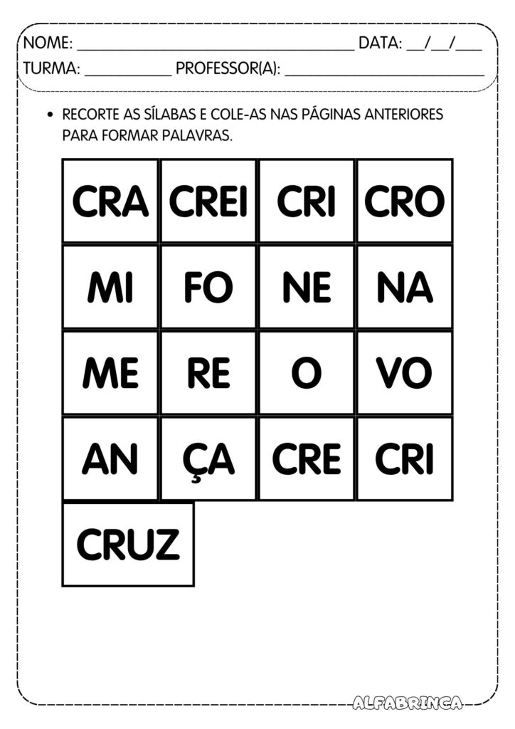 Atividades para trabalhar sílabas complexas CR - Prontas para imprimir - Download gratuito