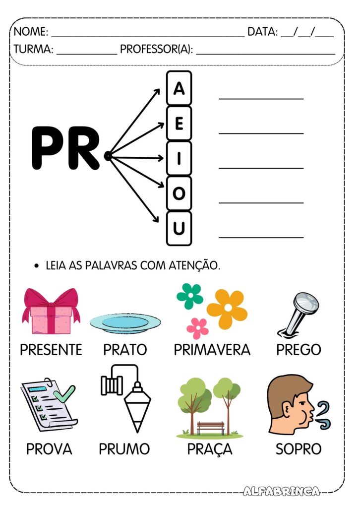 Atividades para trabalhar sílabas complexas - PR - Prontas para imprimir - Reforço escolar - Alfabetização infantil