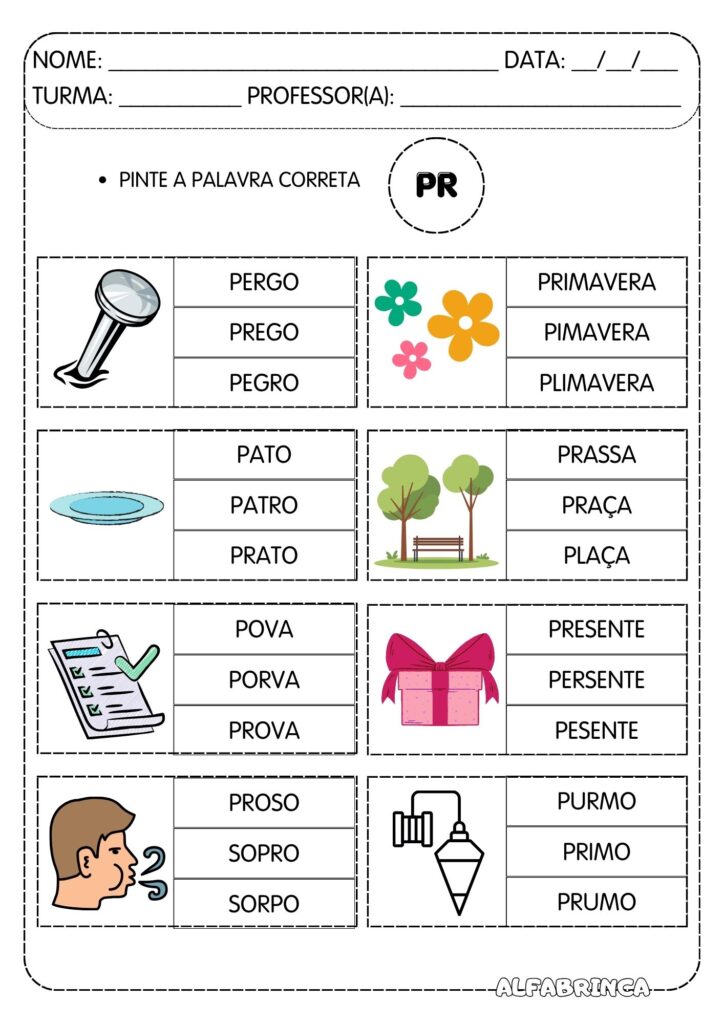 Atividades para trabalhar sílabas complexas - PR - Prontas para imprimir - Reforço escolar - Alfabetização infantil