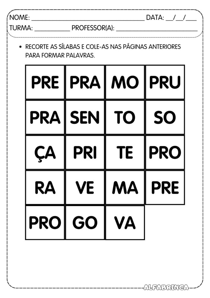 Atividades para trabalhar sílabas complexas - PR - Prontas para imprimir - Reforço escolar - Alfabetização infantil