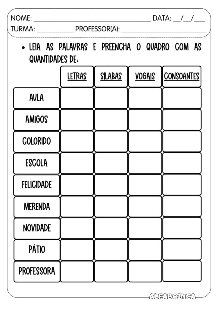 Sequência didática - Volta às Aulas - Alfabrinca
