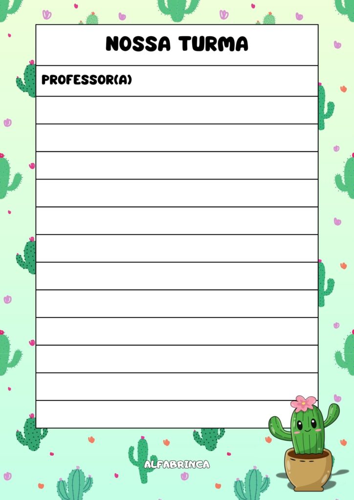 Decoração para sala de aula - Tema: Cactos - Alfabrinca