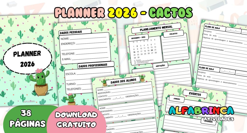 Planner 2026 - Tema: Cactos