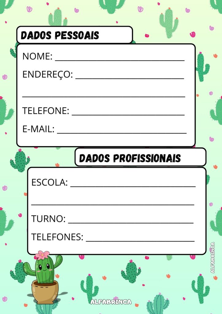 Planner 2026 - Tema: Cactos - Alfabrinca