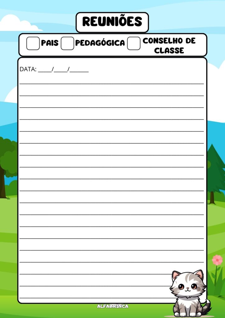 Planner 2026 gratuito - Tema: gato - Alfabrinca