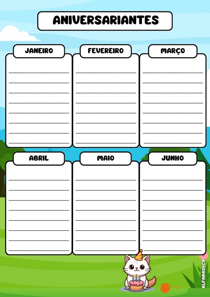 Planner 2026 gratuito - Tema: gato - Alfabrinca