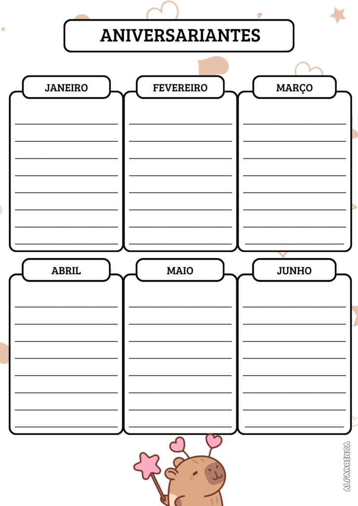 Planner 2026 - Capivara - Download gratuito