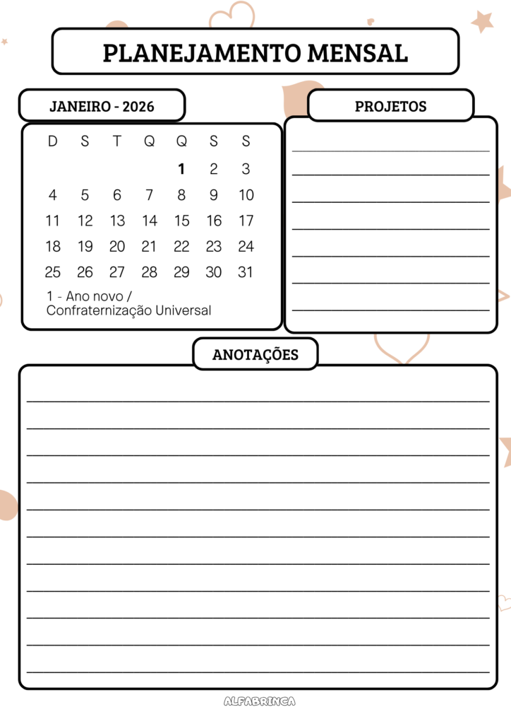 Planner 2026 - Capivara - Download gratuito