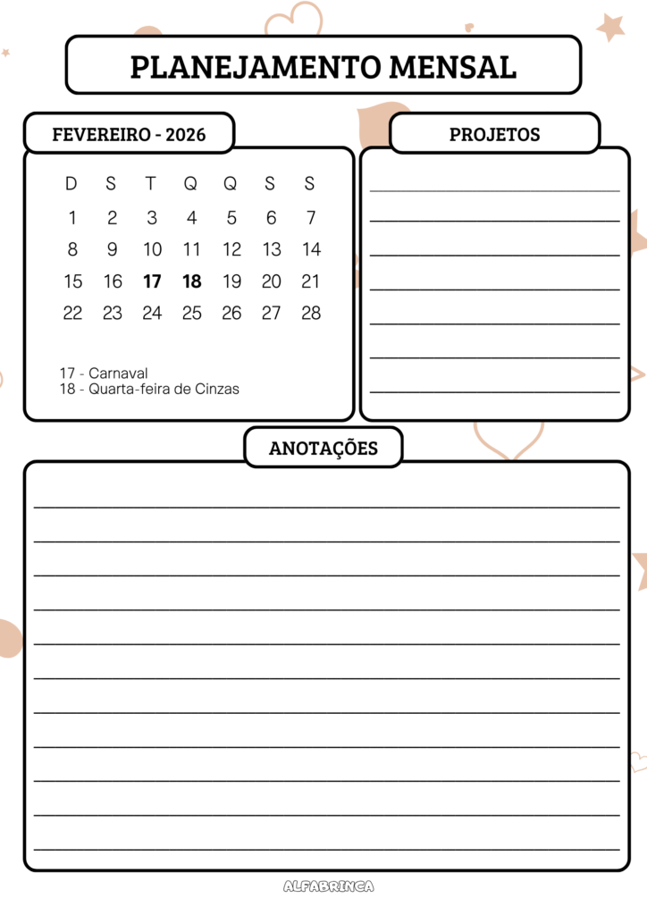 Planner 2026 - Capivara - Download gratuito