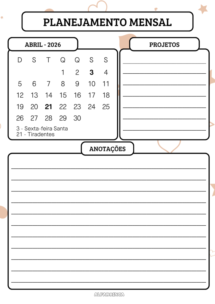 Planner 2026 - Capivara - Download gratuito