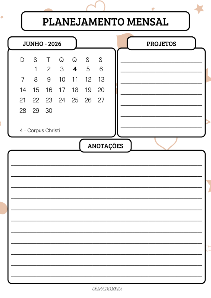 Planner 2026 - Capivara - Download gratuito