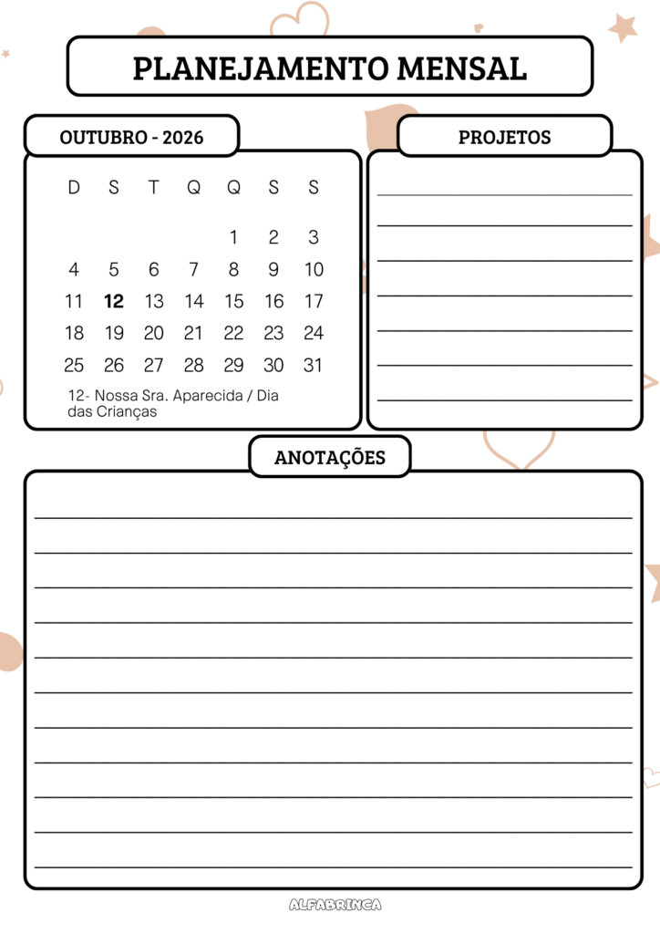 Planner 2026 - Capivara - Download gratuito