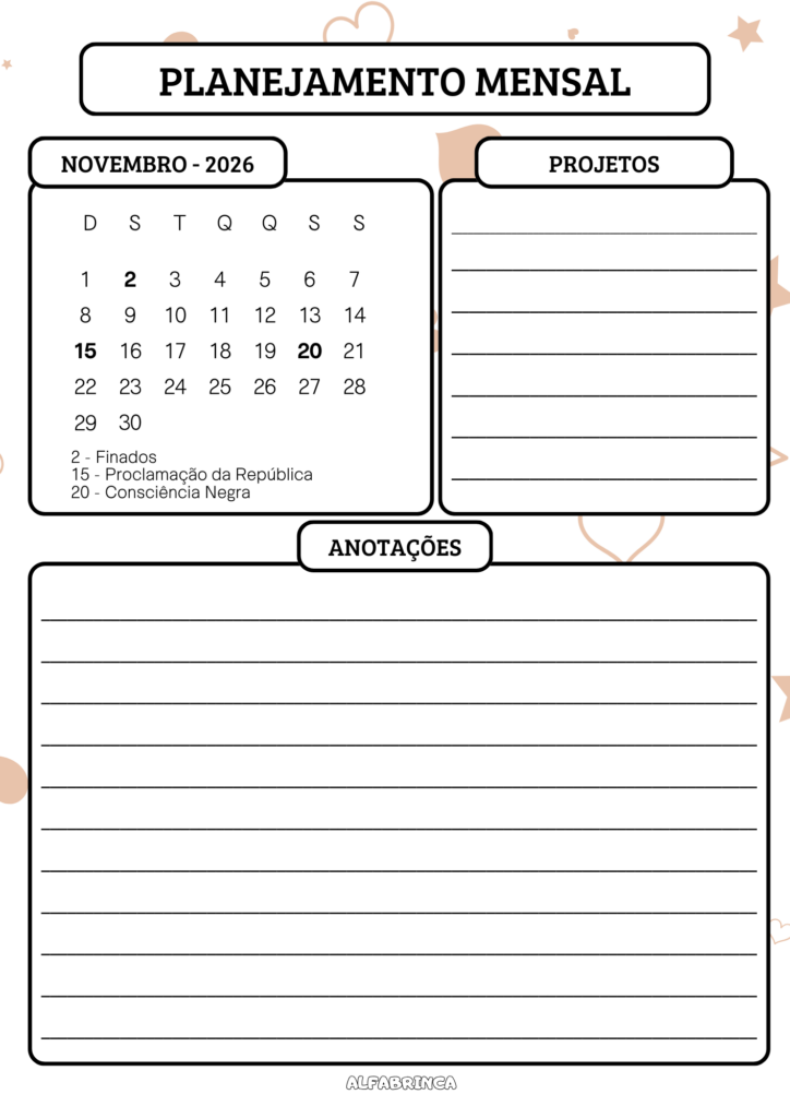 Planner 2026 - Capivara - Download gratuito