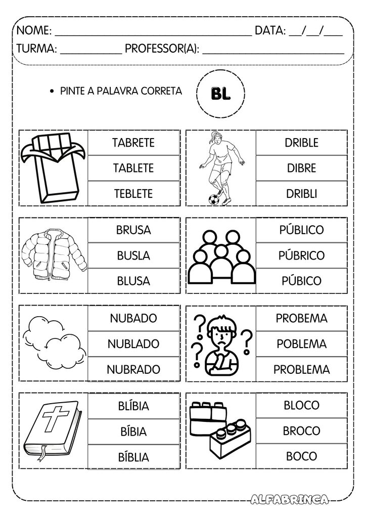 Atividades com BL para Alfabetização – BLA, BLE, BLI, BLO e BLU