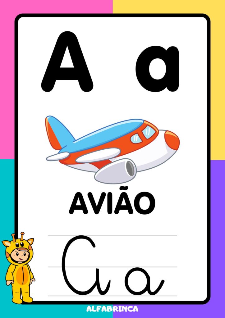 Cartazes com as letras do alfabeto (imprensa e cursiva - maiúsculas e minúsculas) disponíveis para download gratuito!