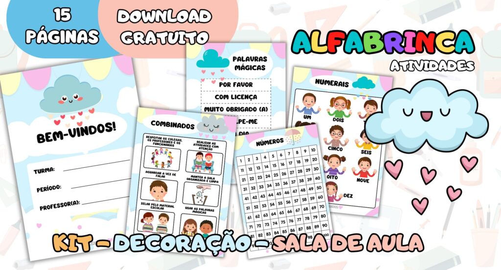 Chuva de Amor - Decoração de sala de aula - Cartazes A4 - Download gratuito