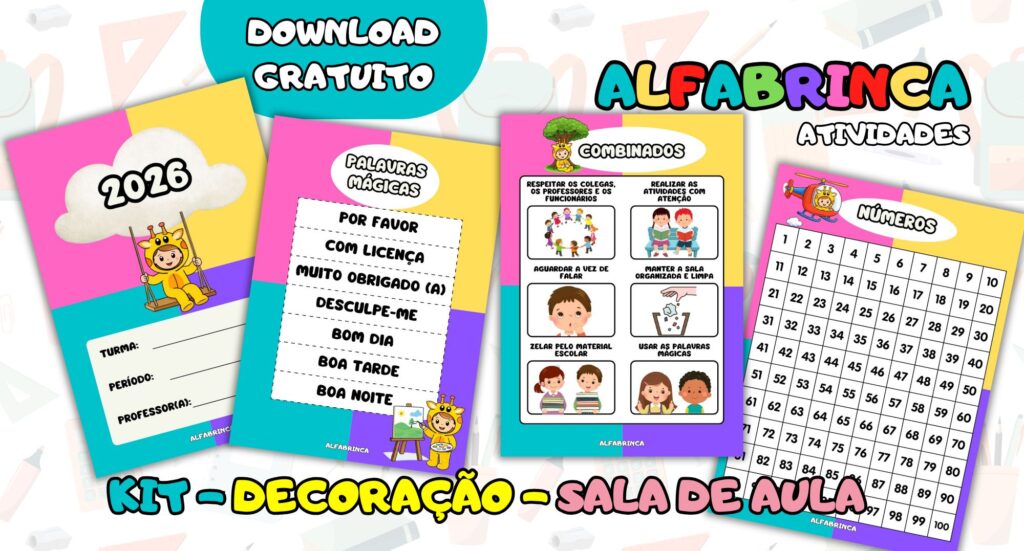 Decoração de sala de aula Alfabrinca - Cartazes prontos para imprimir