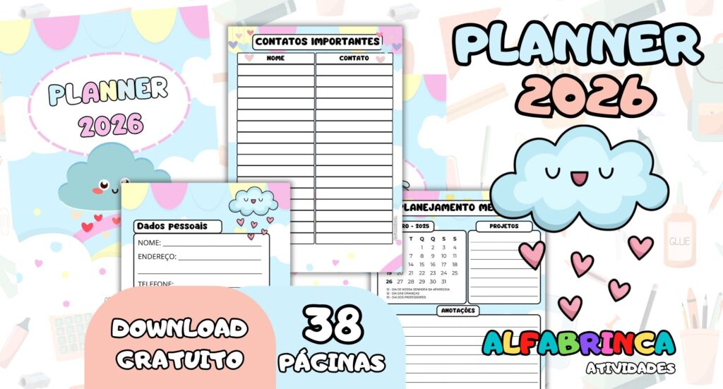 Planner 2026 - Chuva de Amor - Download gratuito