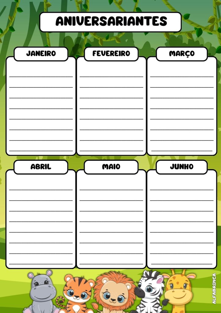 Planner 2026 - Animais baby - Download gratuito - Alfabrinca