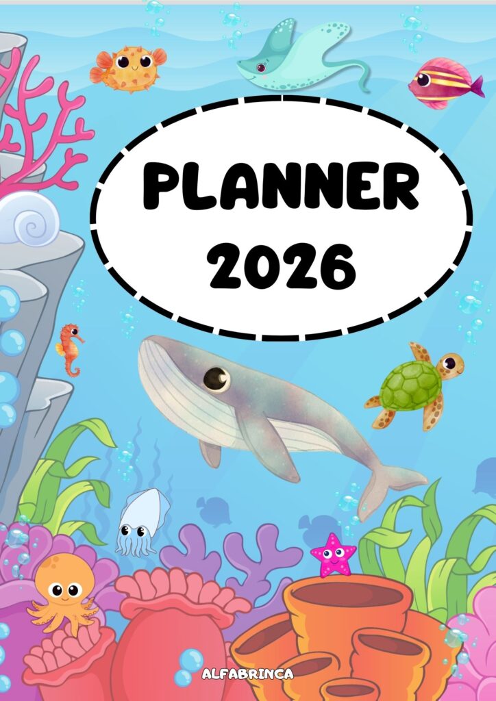 Planner 2026 - Fundo do Mar - Pronto para imprimir - Download gratuito