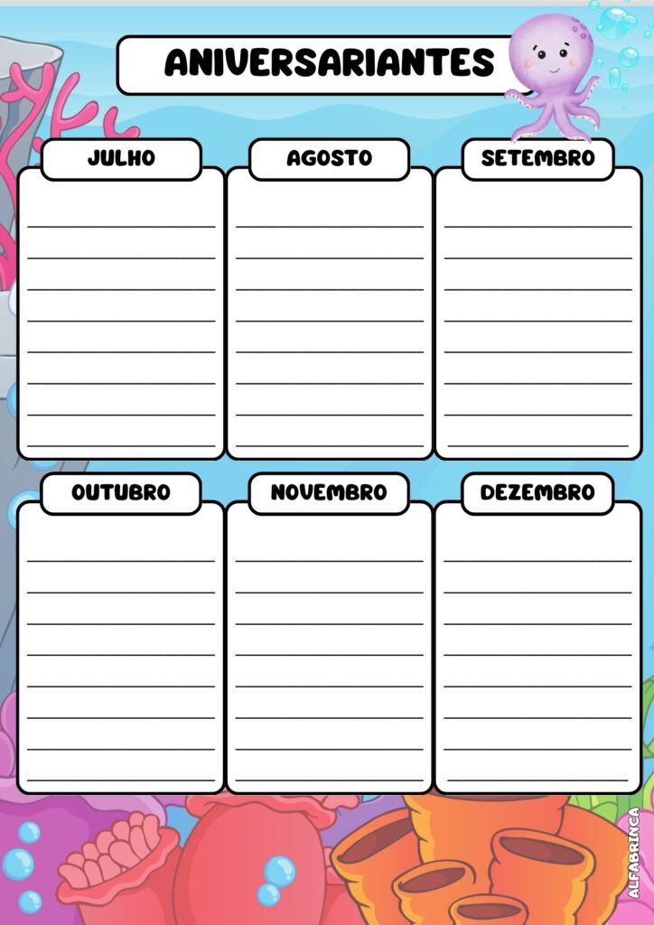 Planner 2026 - Fundo do Mar - Pronto para imprimir - Download gratuito