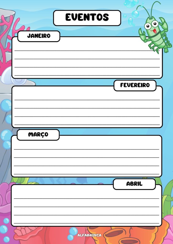 Planner 2026 - Fundo do Mar - Pronto para imprimir - Download gratuito