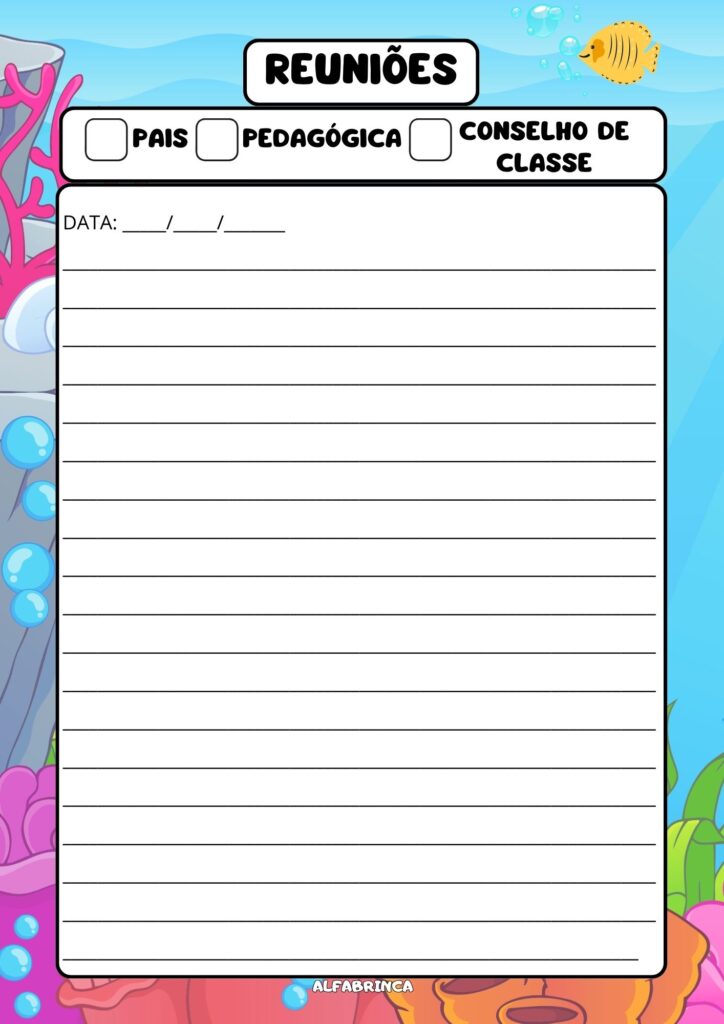 Planner 2026 - Fundo do Mar - Pronto para imprimir - Download gratuito