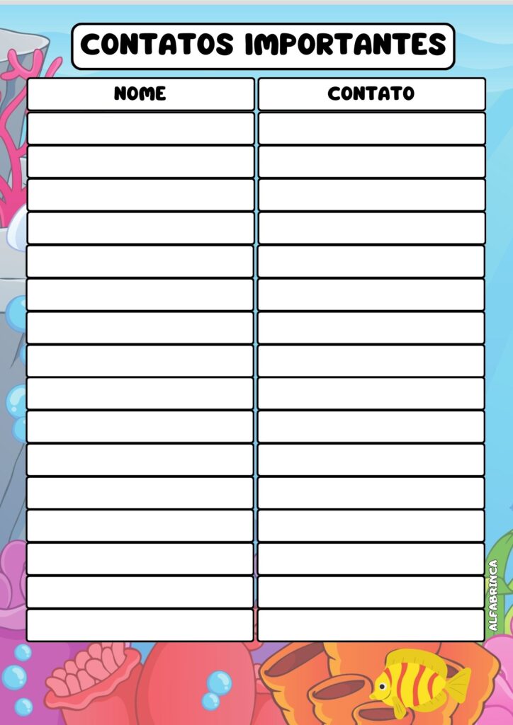 Planner 2026 - Fundo do Mar - Pronto para imprimir - Download gratuito