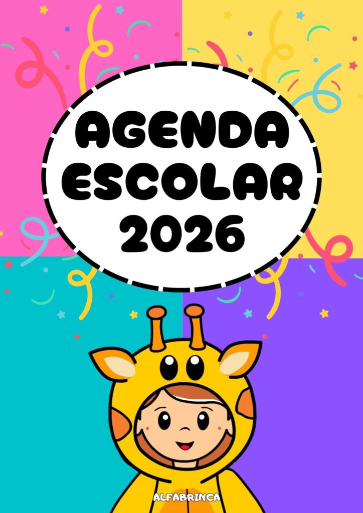 Agenda escolar 2026 - Alfabrinca - Arquivo pronto para imprimir - Download gratuito