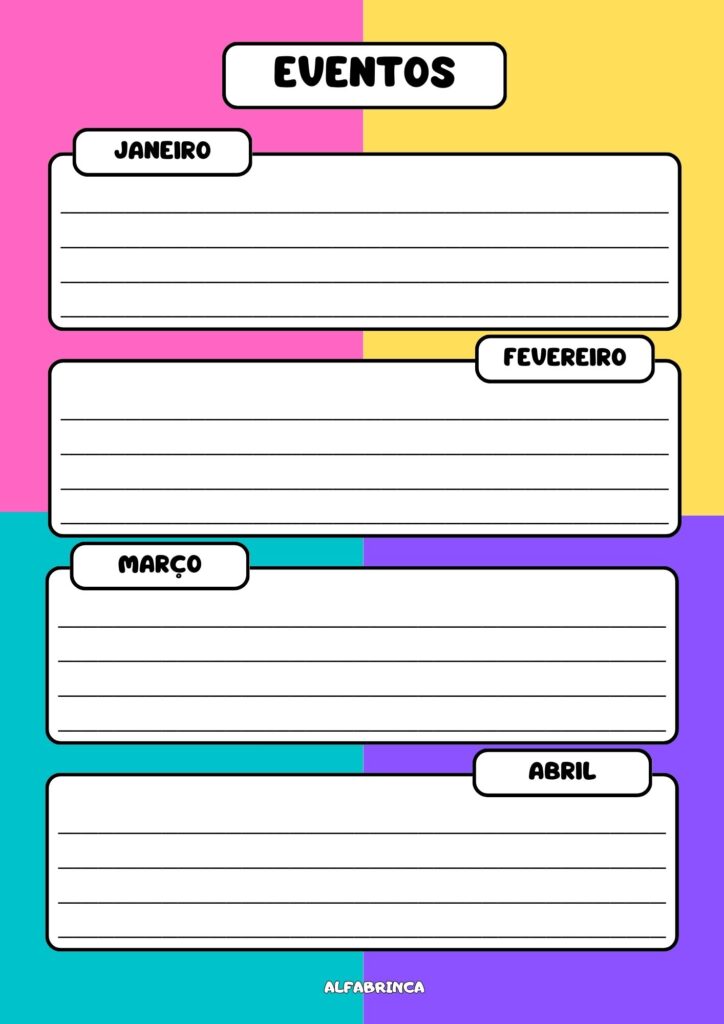 Agenda escolar 2026 - Alfabrinca - Arquivo pronto para imprimir - Download gratuito