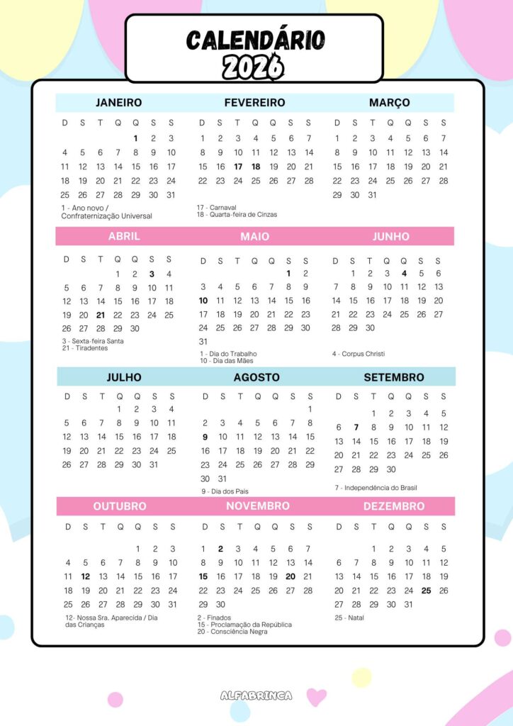 Planner 2026 - Chuva de Amor - Download gratuito - Alfabrinca