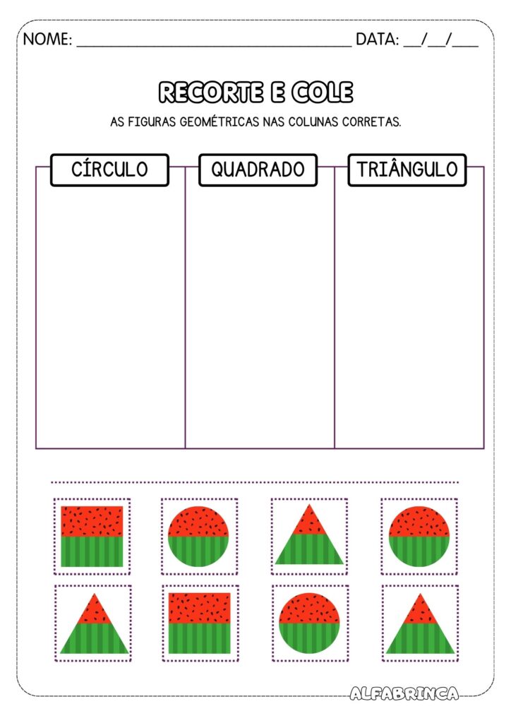 Formas geométricas - Conjunto de atividades - Alfabrinca