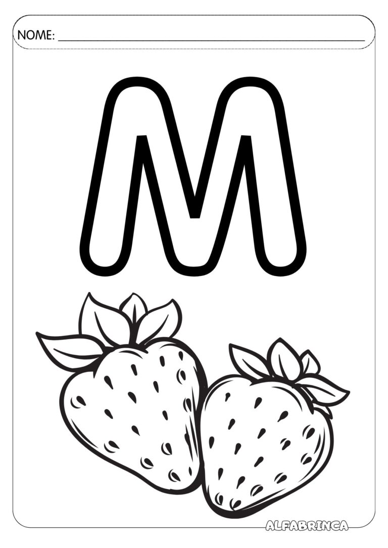 Alfabeto ilustrado para colorir - Alfabrinca