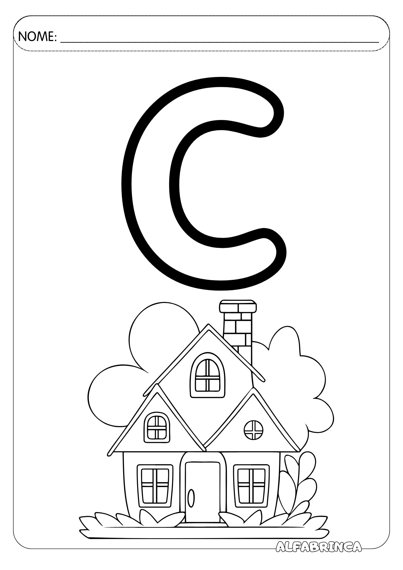 Alfabeto ilustrado para colorir - Alfabrinca