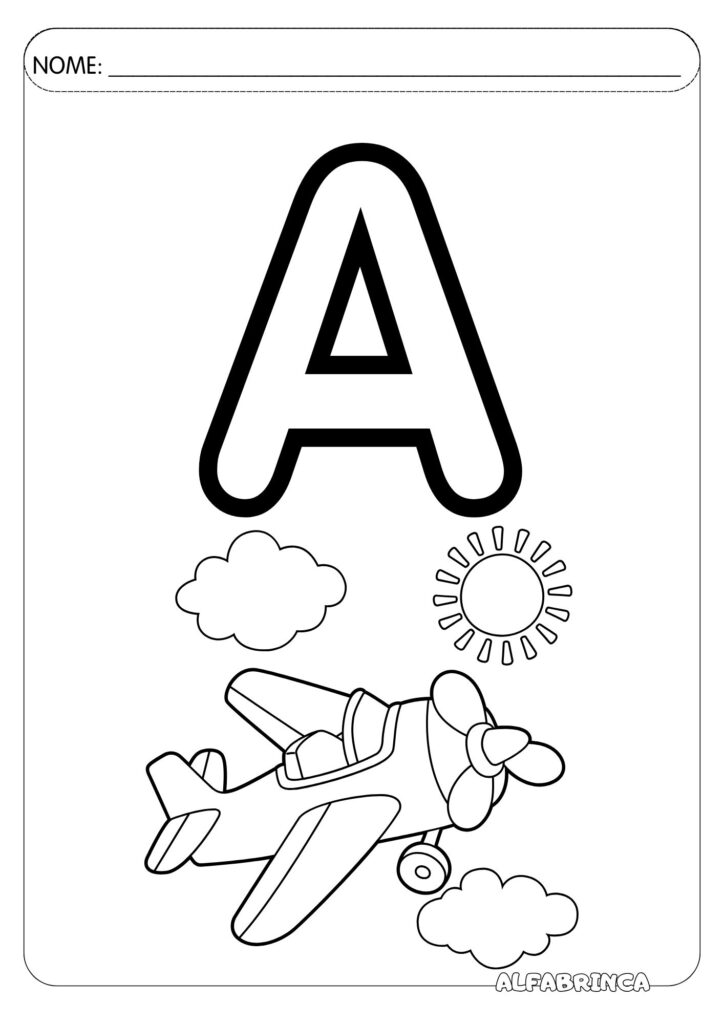 Alfabeto ilustrado para colorir - Alfabrinca - Download gratuito em pdf