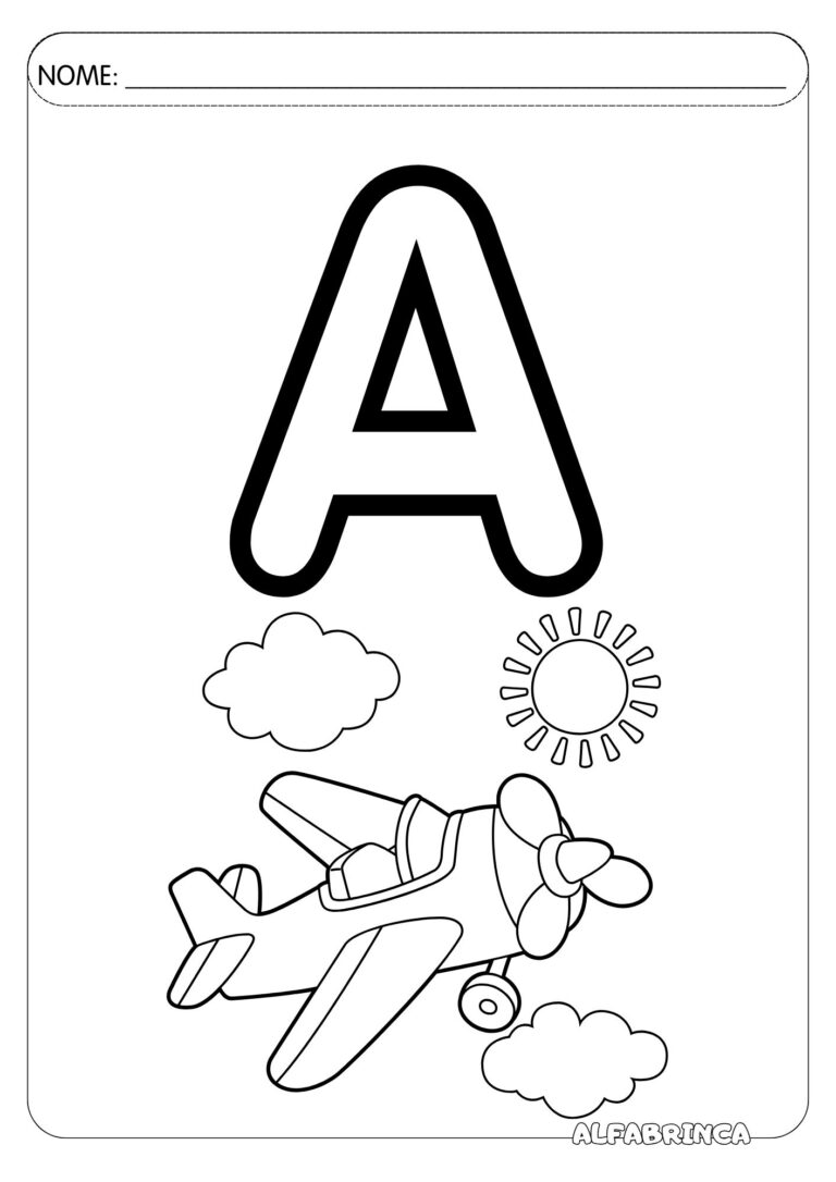 Alfabeto ilustrado para colorir - Alfabrinca