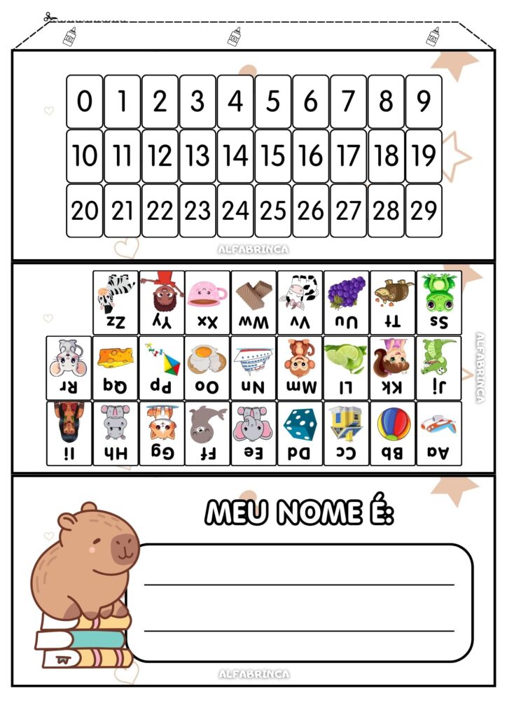 Crachá de Mesa – Tema: Capivara – Download gratuito no site Alfabrinca