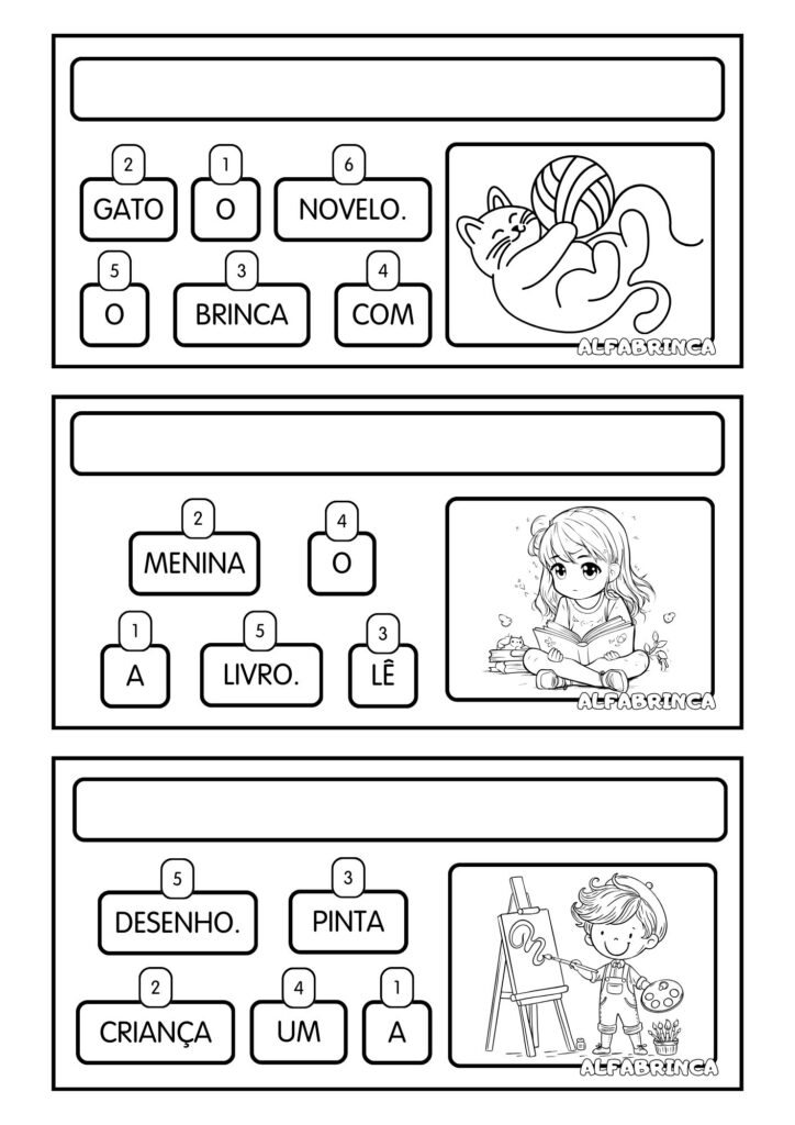 Formar frases - Fichas prontas para imprimir - Alfabrinca