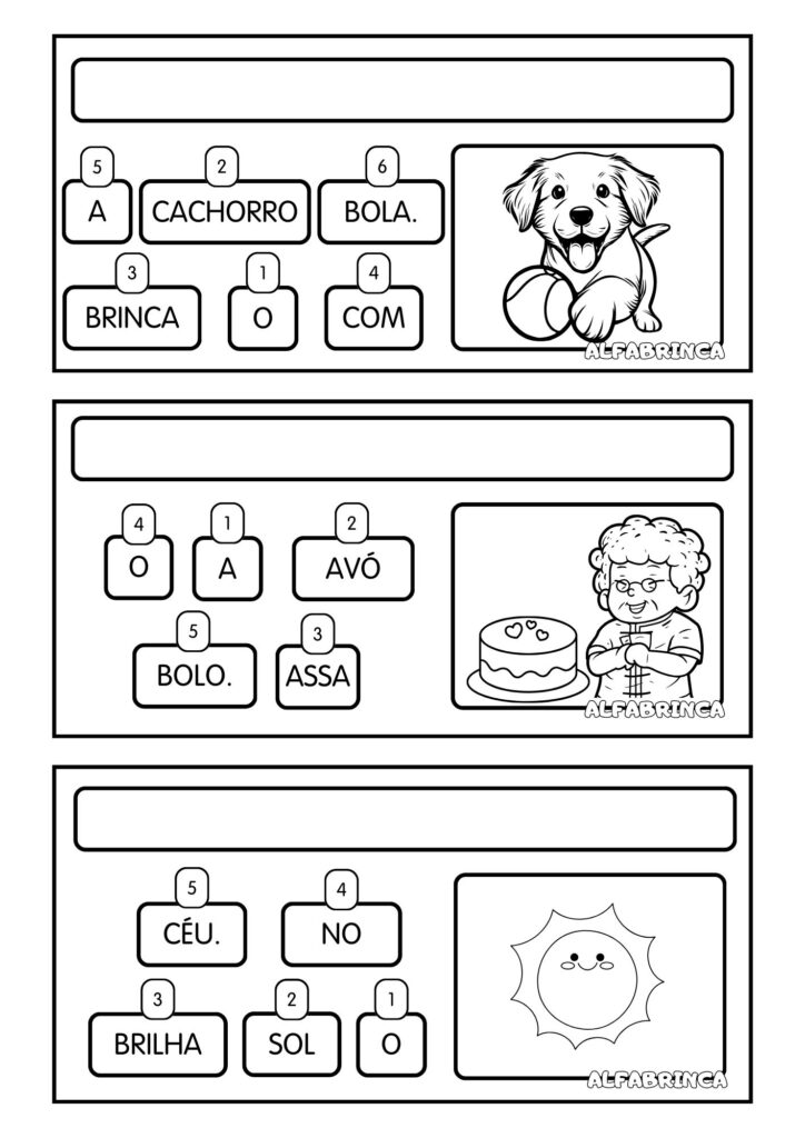 Formar frases - Fichas prontas para imprimir - Alfabrinca