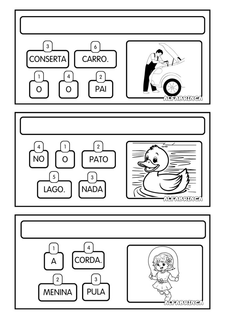 Formar frases - Fichas prontas para imprimir - Alfabrinca