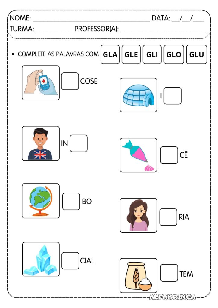 Atividades com GL para Alfabetização |  Leitura + Escrita + Caça-palavras + Ditado + Ficha de leitura - Prontos para Imprimir