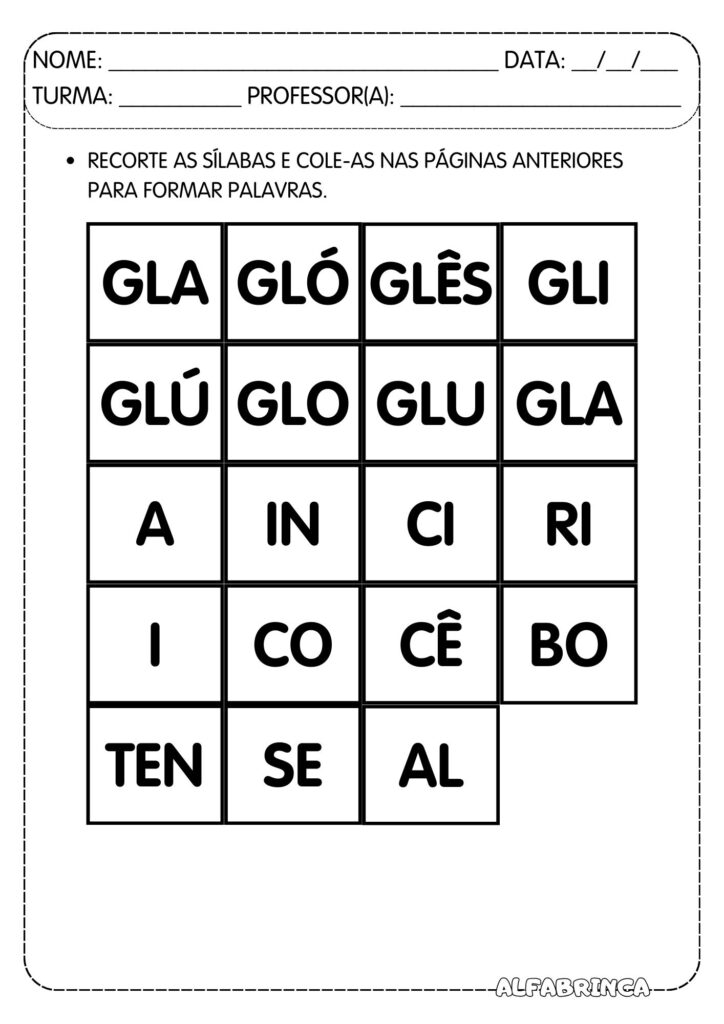 Atividades com GL para Alfabetização |  Leitura + Escrita + Caça-palavras + Ditado + Ficha de leitura - Prontos para Imprimir